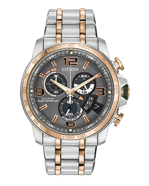 Chrono Time A T Gray Dial Stainless Steel Bracelet BY0106 55H